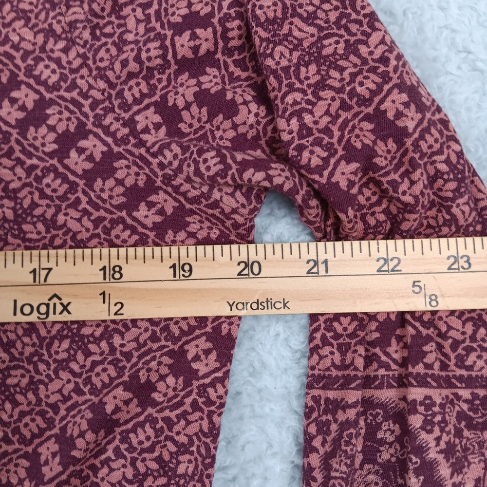 Lucky Brand Paisley Print Top Womens Large Burgundy 3/4 Sleeve Boho Scoop Neck - Picture 5 of 7